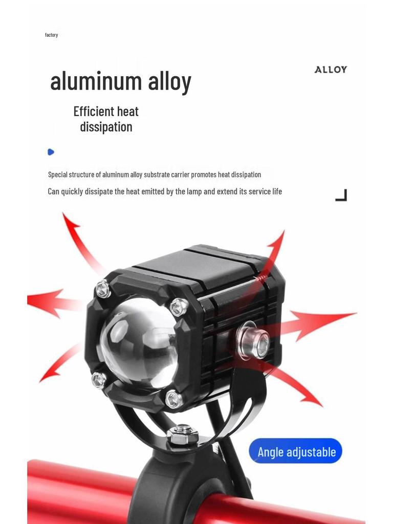 High-Intensity LED Motorcycle Spotlight with Four-Color Devil Eye and Strobe for Electric Vehicles - Adjustable High/Low Beam