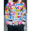 Men's Casual Autumn and Winter Printed Long-sleeved Crew Neck T-shirt