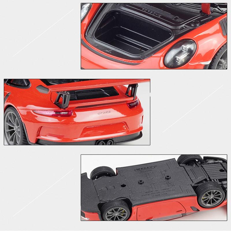 1/24 WELLY Porsche 911 GT3 RS sulamist sportauto mudel survevalu metallist mänguasja võidusõiduauto mudel High Simulation Collection, kingitus lastele