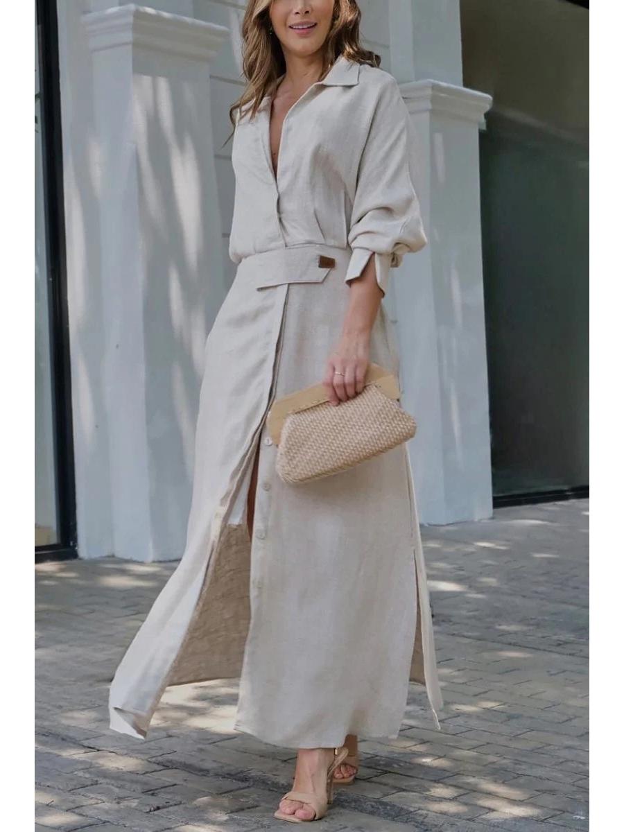 

Elegant Blue Long-Sleeved Spring/Summer Dress for Women S абрикосовий