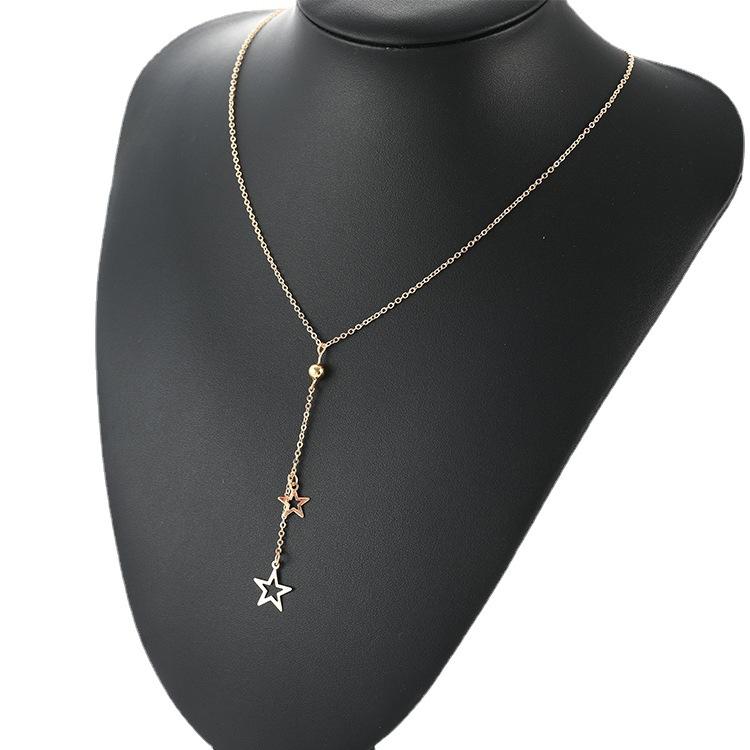 Modische und beliebte einfache fünfzackige Sternanhänger-Halskette, Stern Y-förmige Halskette