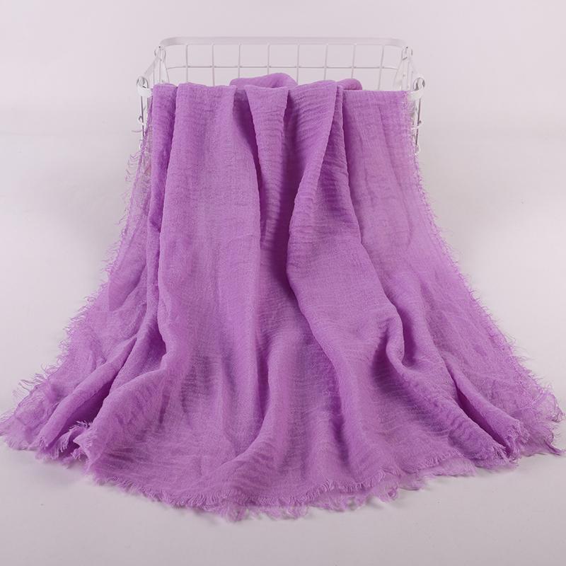 Ramadan Cotton Crinkle Headband Veil Scarves Women Solid Color  Head Wraps Long Scarves Turban Headband Muslim Fashion Headscarf