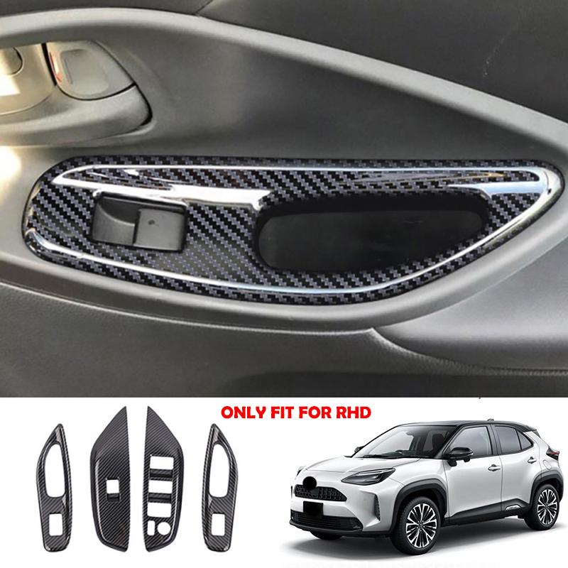 For Toyota Yaris Cross ABS Carbonfiber Interior Accessories Window Swtich Gear Shift Front Water Cup Panle Cover