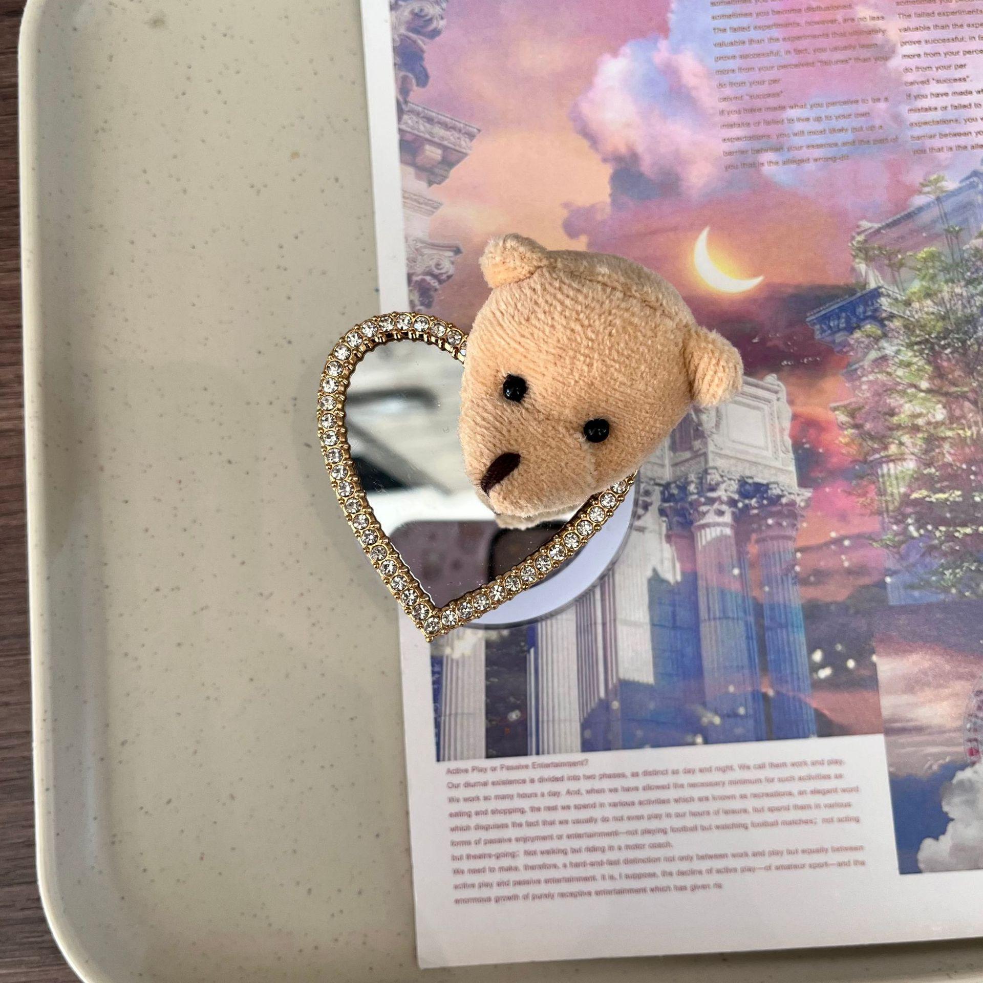 Cute Bear Magnetic Rhinestone Phone Stand & Mirror Magnetic Stand
