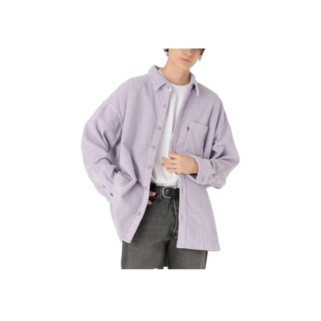 Levis Solid Color Corduroy Loose Long Sleeve Shirt Men Shirts Light-Purple A1915-0007