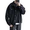 2024 Men's Loose Fit Black Denim Jacket - Korean Fashion, Retro Workwear Style