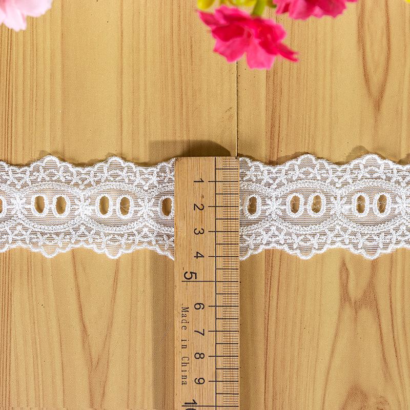 3meters/lot 4cm Wide White Polyester Cotton Thread Perforated Lace Wearable Ribbon Mesh Lace Lolita Cuffs Collar Decorative Accessories