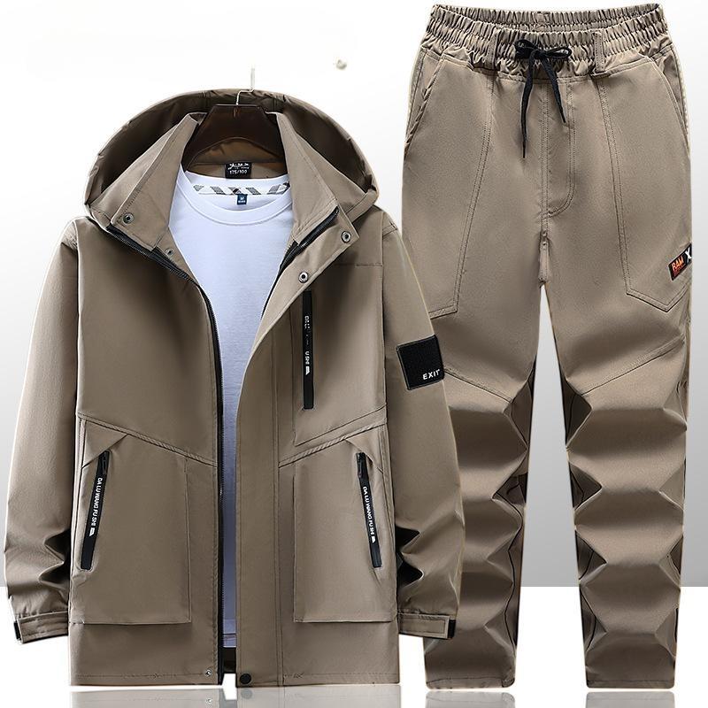 Men's Spring  Autumn Jacket Suit - Windproof Outdoor Mountaineering Outfit with Leisure Sports  Labor Insurance Work Clothes
