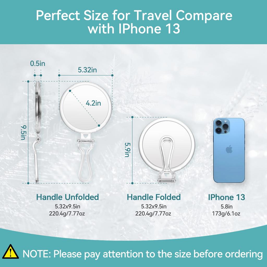 makeup mirror with 30x magnification and 1x stand and hand and easy to round Double-sided magnification, mirror, lightweight, compact, carry,