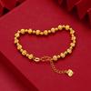 Bracciale in Oro Zecchino 24k con Perle Dorate Occhio di Gatto per Donna, Stile Semplice e alla Moda, Gioiello d'Oro Versatile