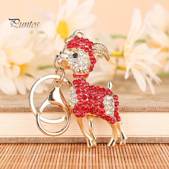 Key Chain Decoration Bling Rhinestone Lamb Keychain for Backpack, Metal Goat Car Bag Accessory Ring, Sheep Pendant Backpacks and Handbags Ring
