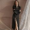 Französisches Morgenkleid Damen Nachthemd Eis Seide Sexy Pyjama Damen Sommer Hof Spitze Langarm Nachthemd Zweiteilige Loungewear