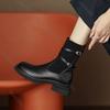 Fashion Retro Women Stretch Sock Boots Autumn Middle Heel Brown Thick Bottom Slip On Female Short Botines Fashion Leather Women's Shoes