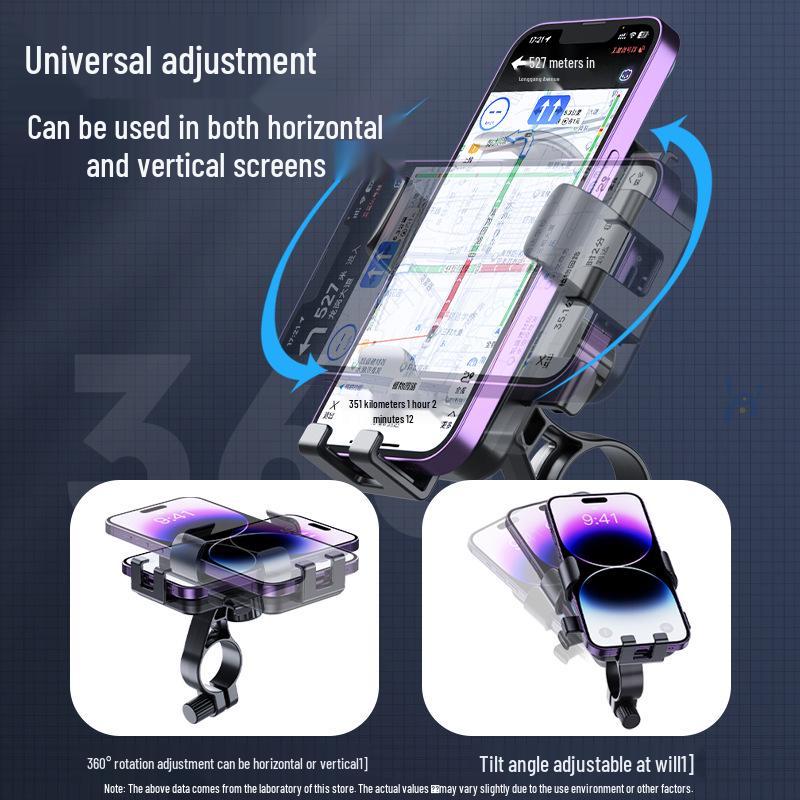Motorcycle & Bicycle Anti-Shake 360° Rotating Phone Holder