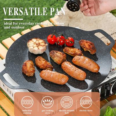 Korean BBQ Grill Pan Non-stick Cast Aluminum Griddle Fry Pan for Indoor Outdoor Camping,Stove Top and Gas Induction Universal