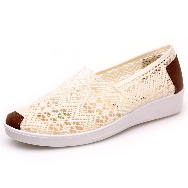 Fashionable Hollow Out Single Shoe 2024 Summer New Cloth Shoe Flat Bottom Comfortable Mesh Breathable Versatile Women's Shoes