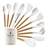 12Pcs Silicone Kitchen Cookware Utensils PP Handle Turner Food Grade Spatula Measuring Spoon Practical Cooking Tool Kitchenware