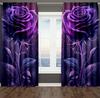 2D Flat, 2pcs/ SetExquisite Purple Rose Curtains, Decorative Flower Curtains Bedroom Fashionable Office Warm Living Room Study