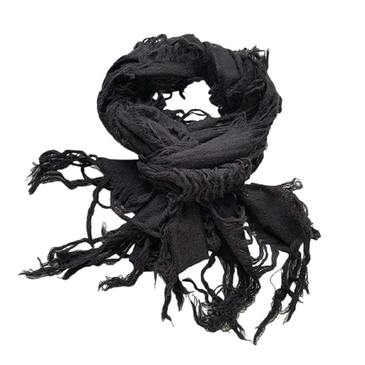 Distressed Scarf for Women Men Distressed Neck Scar Shawl Wrap for Winter Outdoor Activity All Matching Shawl Neck Wrap чёрный
