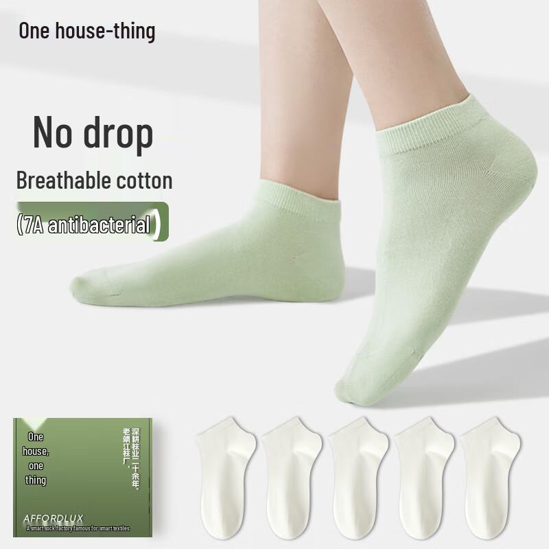 Yizhaiyiwu Women s 100% Cotton Antibacterial Ankle Socks One Size