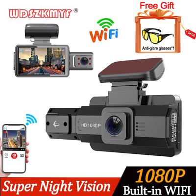 Caméra de tableau de bord 1080P pour voitures WIFI DVR de voiture Double objectif Enregistreur vidéo Caméra pour véhicule Vision nocturne Dashcam Boîte noire Accessoire de voiture