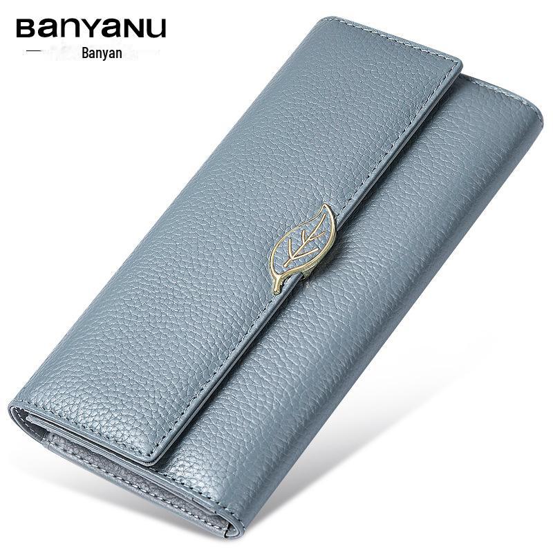 2024 Damen Lange Geldbörse aus echtem Litschi-Narbenleder