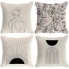 New Morandi Simple Abstract Style Pillow Linen Print Pillow Case Decorative Home Pillow Case