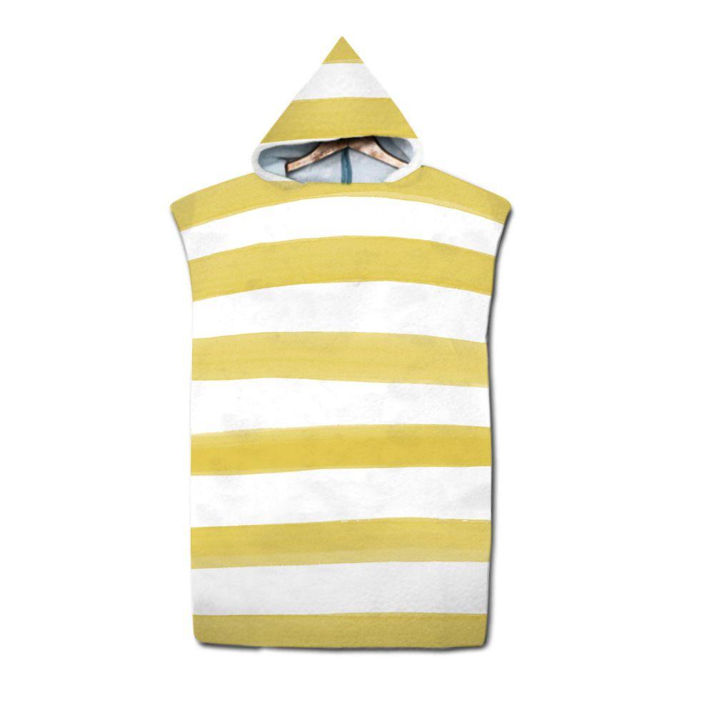 Striped Quick Drying Hooded Bathrobe For Swimming And Beach Vacation