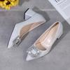 Fashion rhinestone Women's Shoes 2025 luxury woman shoes Square heel High Heels shoes Designer Brand Pumps Pointed toe Comfortable