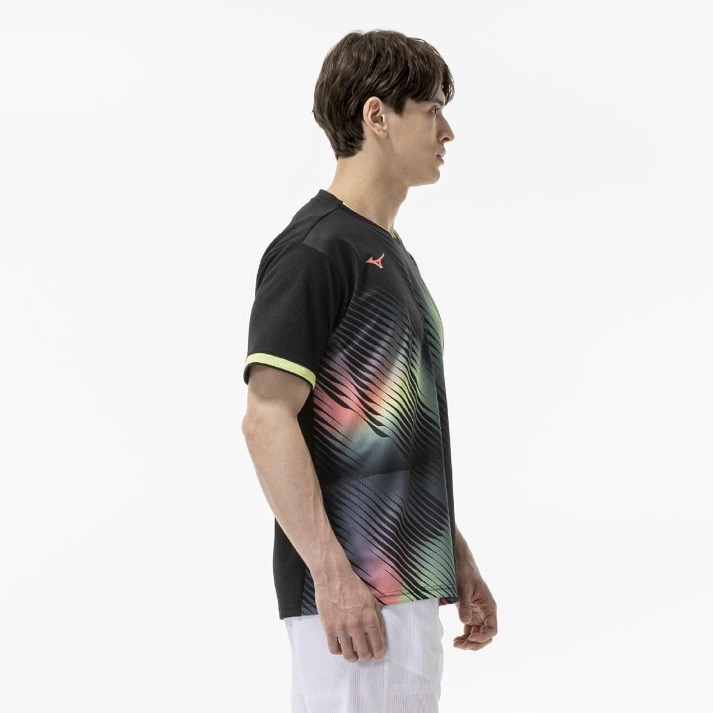 Tennis Wear Dry Aeroflow Game Shirt Easy to Move Highly Size S - In, Breathable, 62MAD510, Unisex, Black,