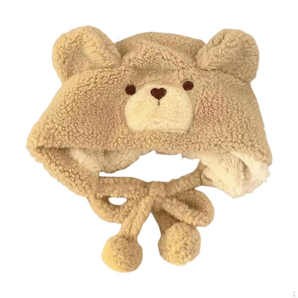Cold Proof Blusher Bear Hat, Cartoon Animal Fashion Soft Lightweight Women Headwear for Hiking