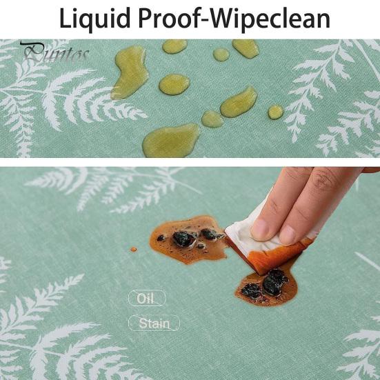 Elastiskt bordsöverdrag Nordic Style Lövtryck rund form med flanellunderlag Anti-halk Lättskött Vattentätt bordsskydd Banketter Fest