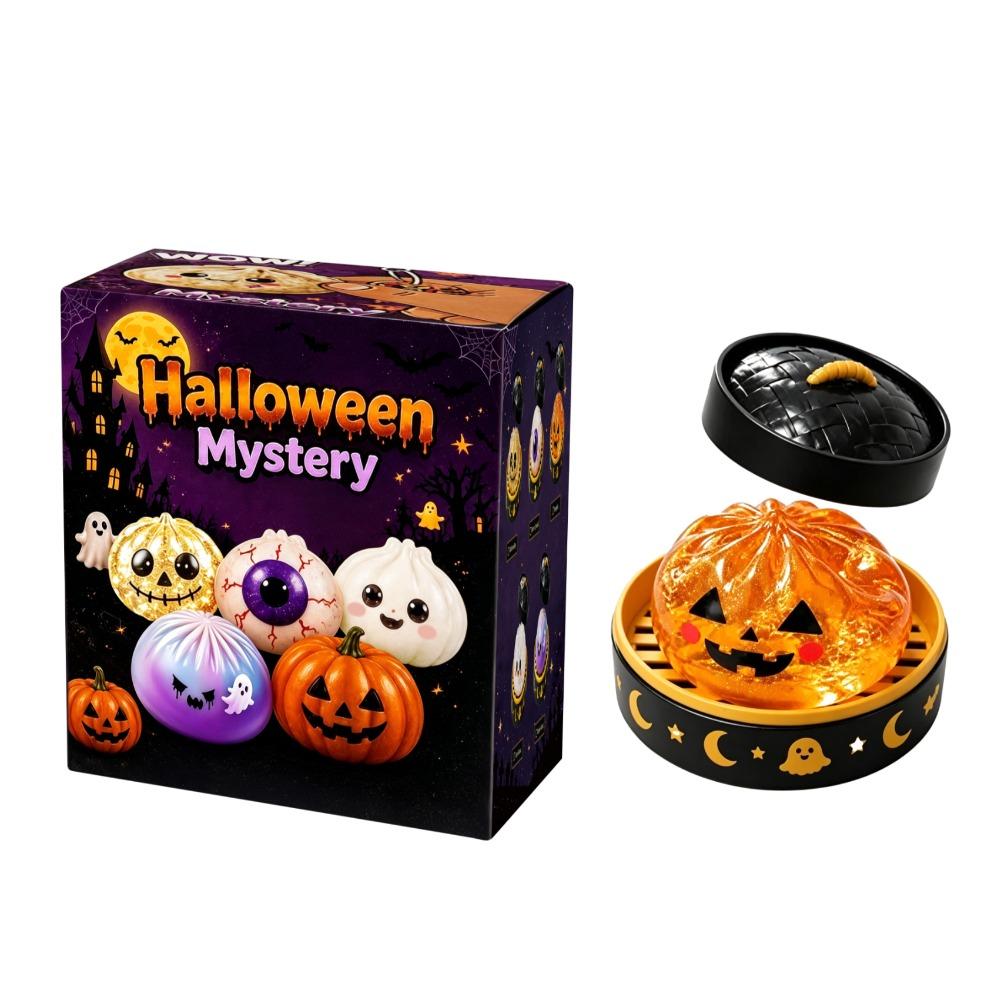 New 1-5pcs Halloween Ghost Dumpling Squishy Toy with Box Squeeze Depression Fidget Toy for Stress Relief Gift Box Set