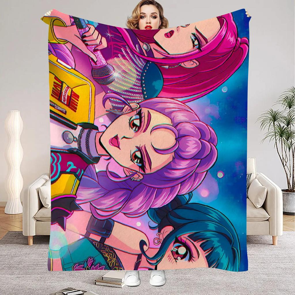 Punk Huntrix Blankets K pop Demon Hunters Zoey Rumi Mira Soft Warm Throw Blanket Kids Living Room Couch Sofa Bed Christmas Gifts