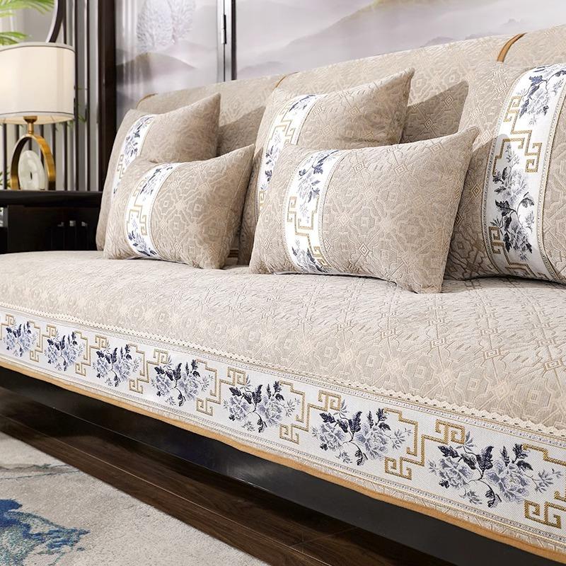 Sofa Cushion New Chinese High-End Non-Slip Cushion Rosewood Full Cover Cloth Four Seasons Universal Wooden Sofa Cover