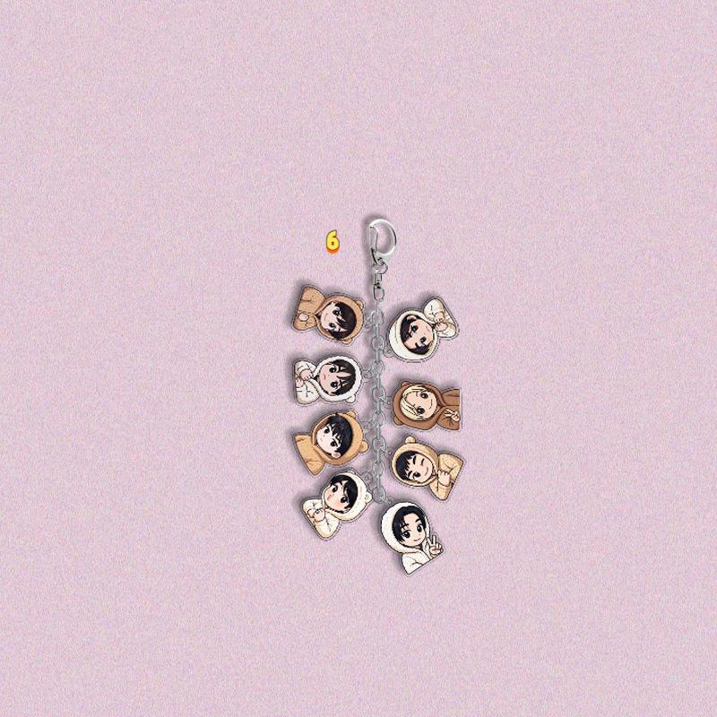 Stray Kids Multi-Charm Acrylic Keychain, Kpop Member Photo & Cartoon & SKZOO Character Dangling Charms, STAY Fans Collectible Bag Pendant