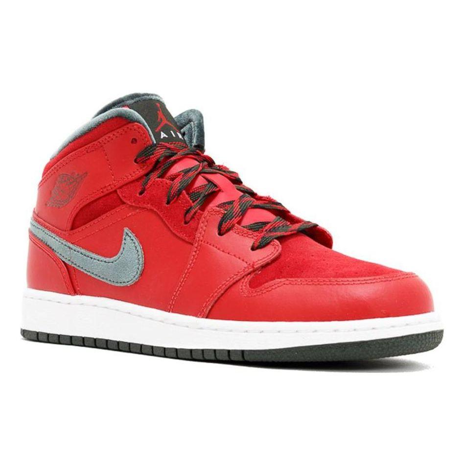 Air Jordan 1 Mid Premium BG Varsity Red Kids Sneakers Dark-Army-White 619049-631