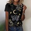 Summer butterfly 3D printed T-shirt for women, fashionable and casual round neck short sleeved shirt