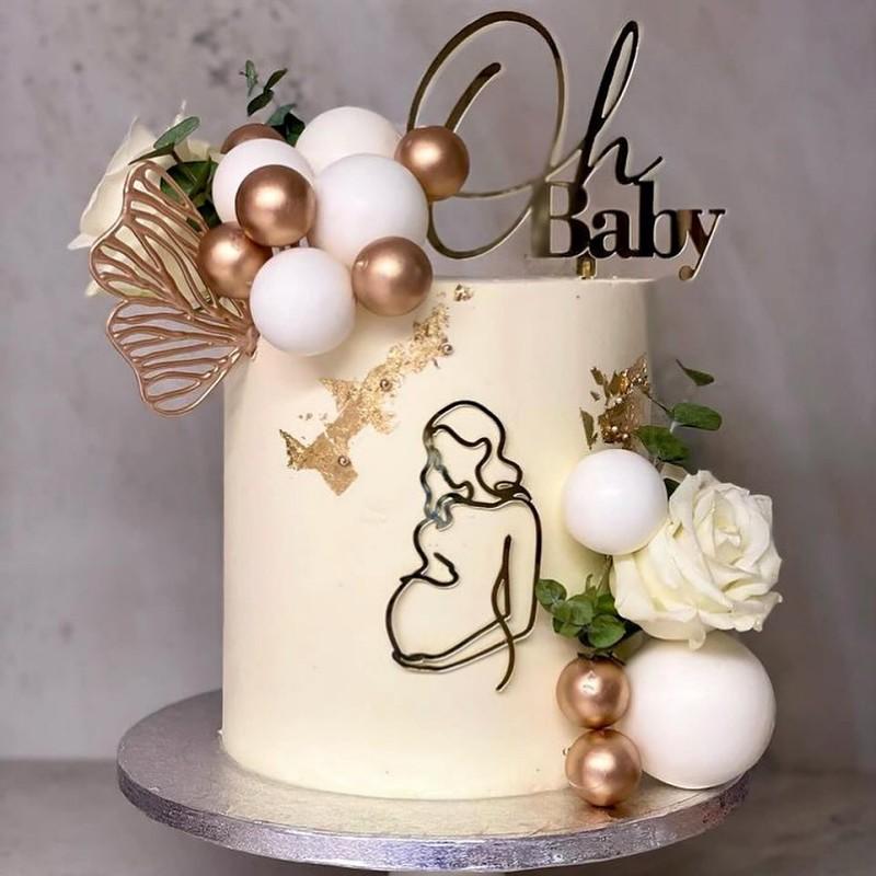 1Pieces insWind Pregnant Mother Birthday Acrylic Cake Decoration Face Line Simple Maternity Party Accessories Baoma Party Decora