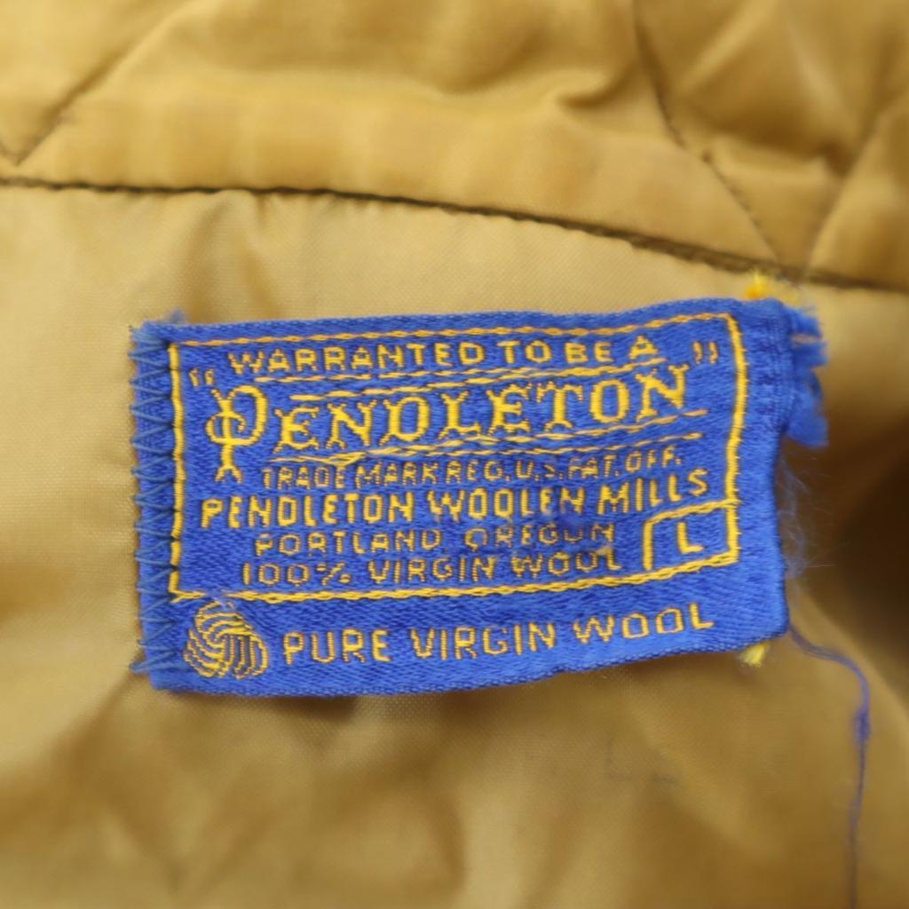 PENDLETON 70s Vintage Check Pattern Long Sleeve Wool Button Down Shirt L Men's Used