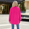 Spring and Autumn Women's Shirt Solid Colour Striped Lapel Button Long Sleeve Loose Top