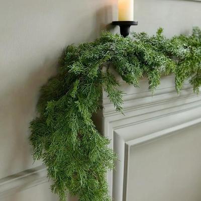 Real Touch Christmas Cypress Garlands Artificial Cedar Pine Vine for Stairs Railing Table Mantle Christmas Home Decor