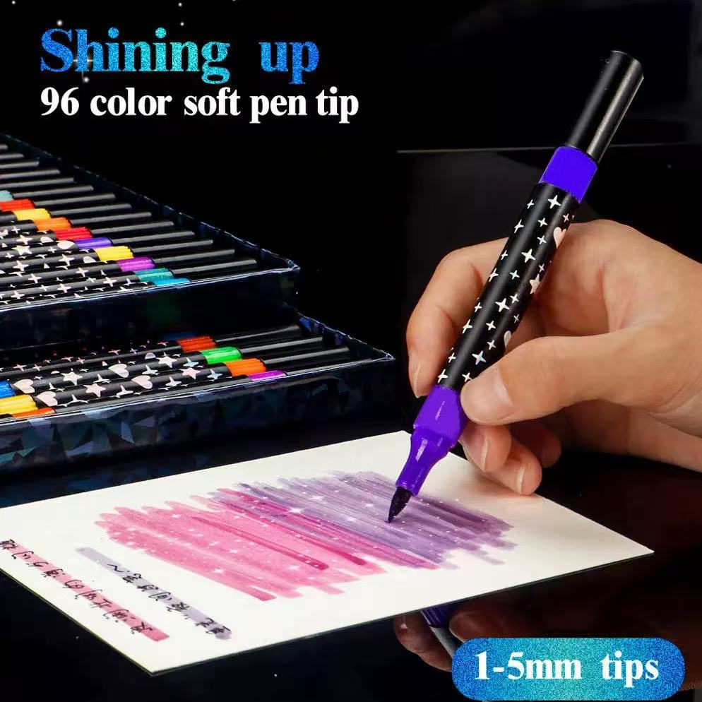 Dual-Tip Dual-Color Glitter Flash Marker Pens with Flash Powder Effect, Quick-Dry for Crafts, Scrapbooking, Presentation, Office