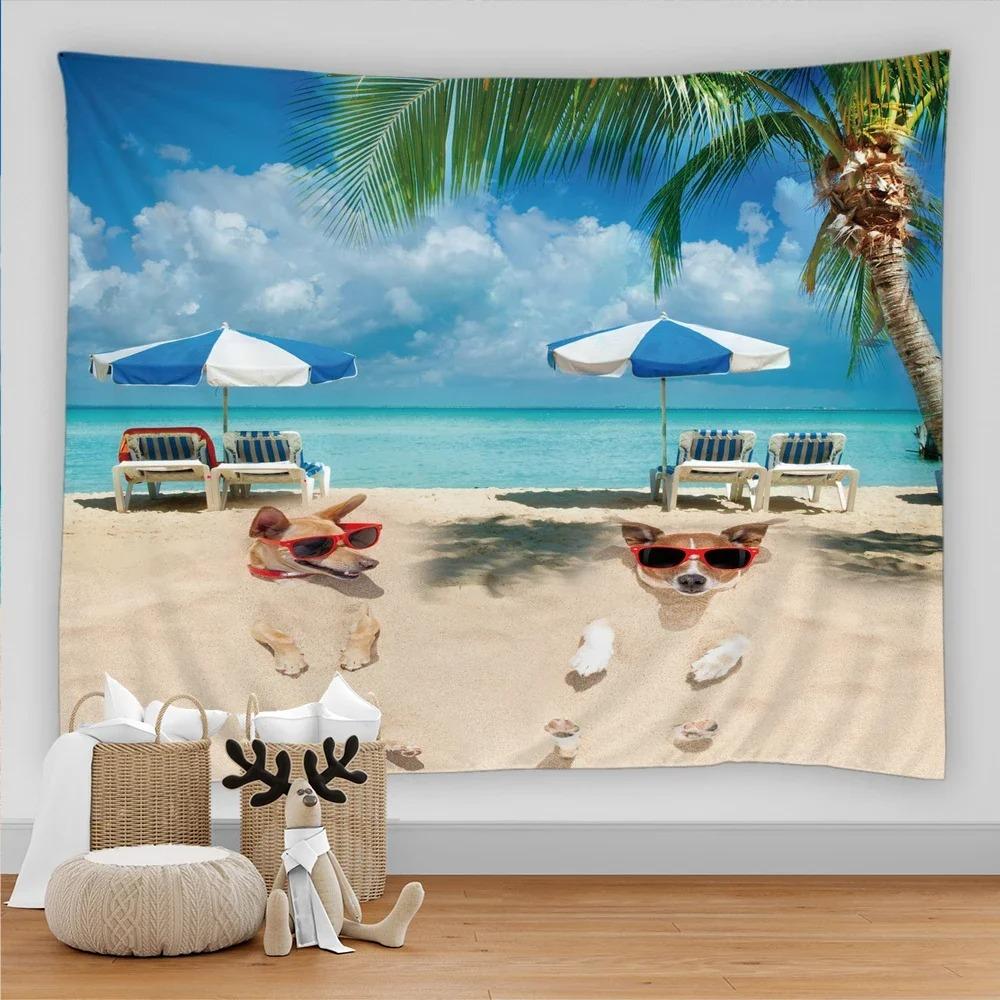 Marine Animal Home Decorative Fabric 3D Digital Printing Tapestry Psychedelic Undersea World Sea Fish Dolphin