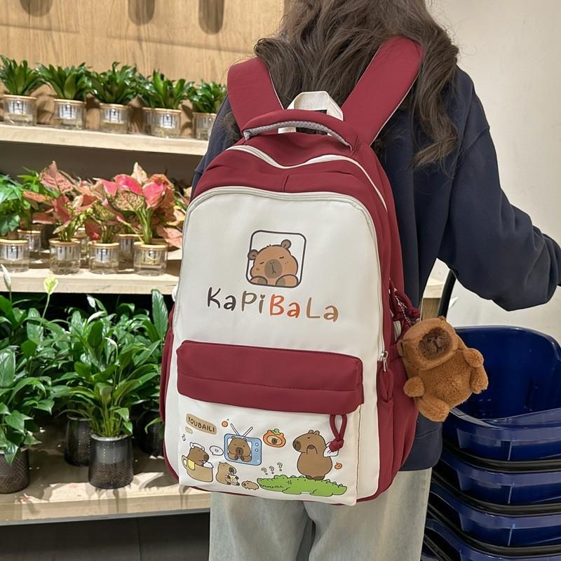 Capybara Large Capacity Nylon Backpack For Students And Daily Use