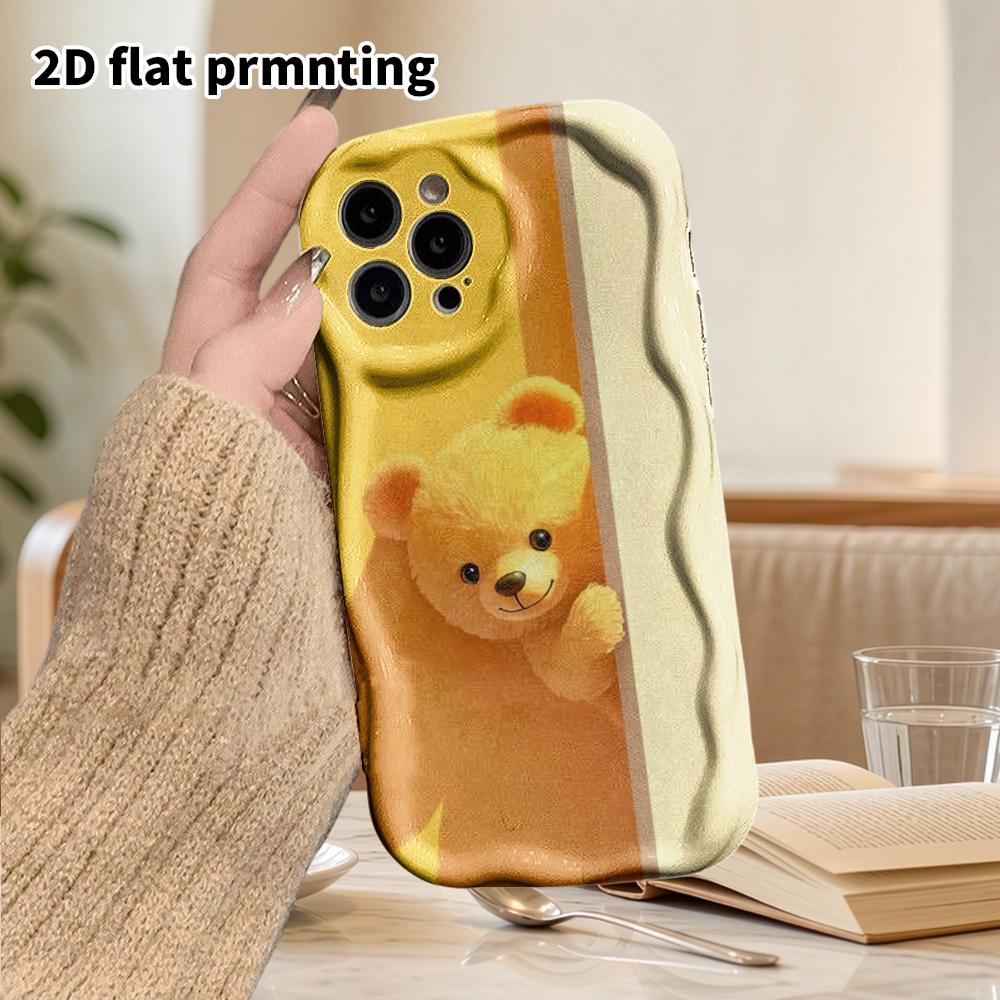 Phone Case: 2D Flat Design Cases Suitable for iPhone 18, 17, 16, 15, 14, 13 Pro, Couple Style, Yellow Bear, Christmas and Halloween Gifts
