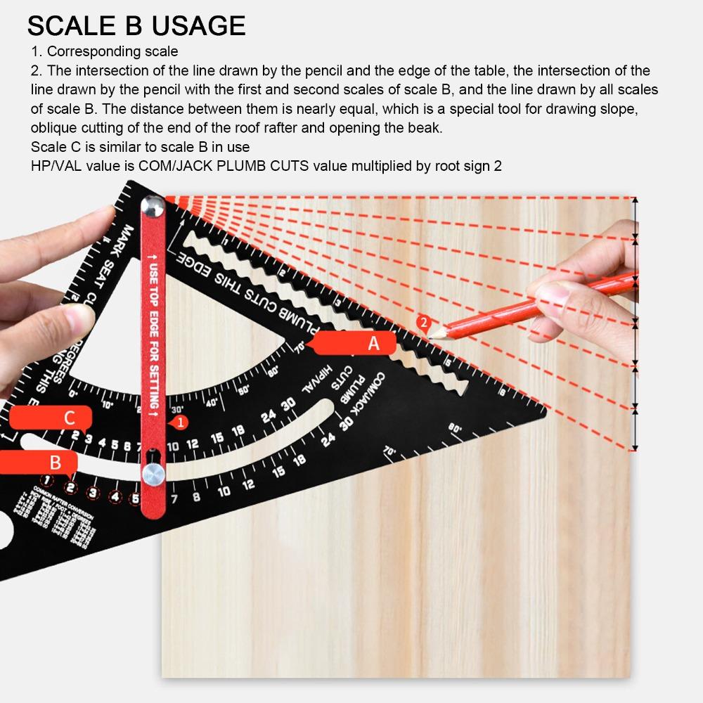 Adjustable Angle Woodworking Triangle Ruler 7 Inch Adjustable Rafter Framing Square Framing
