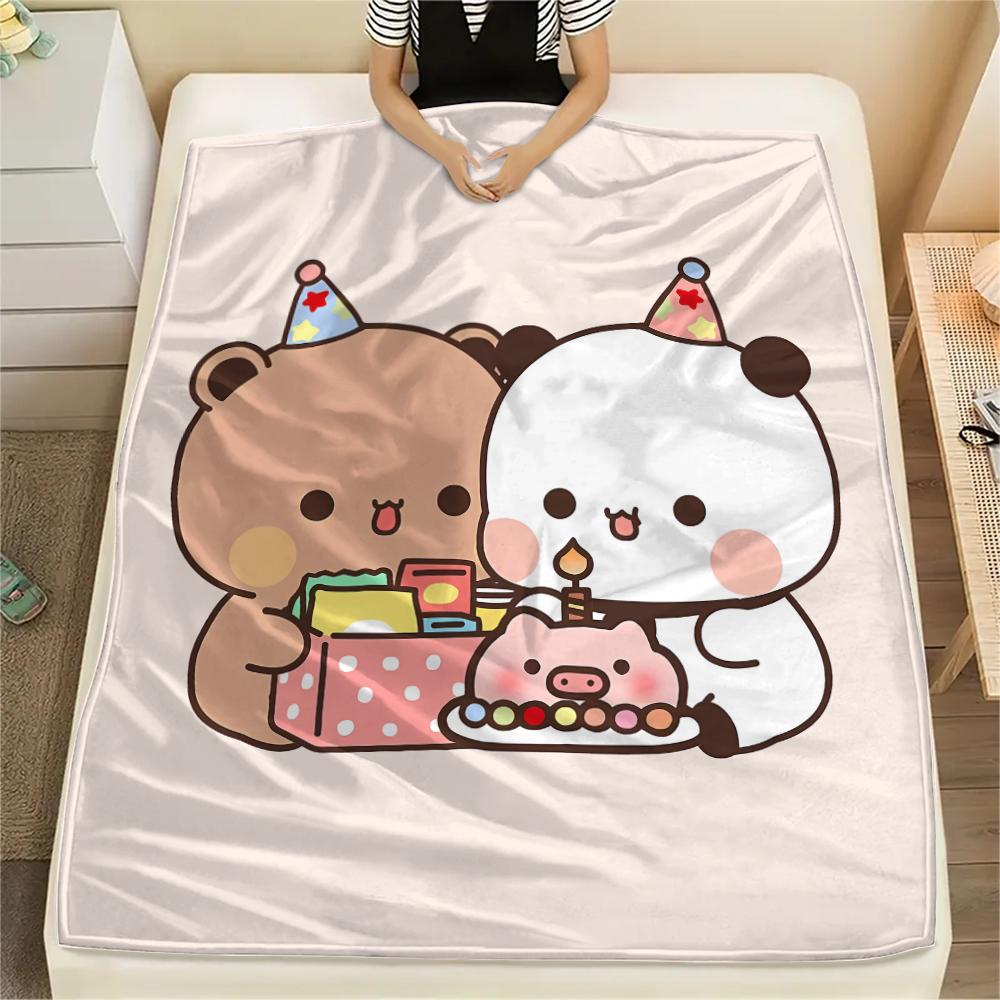 1PC Bubu Dudu Print Flannel Blanket, High quality All Seasons, Home Decor, Warmth and Comfort, Perfect for Christmas Gifts