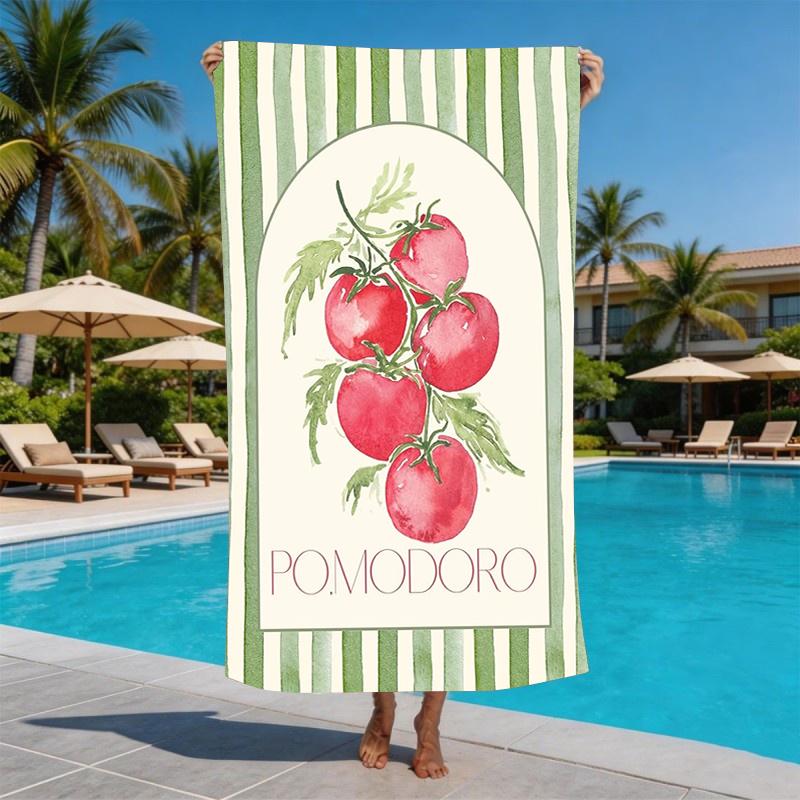 Italienisches Retro-Tomaten-Mikrofaser-Strandtuch Übergröße Extra Groß Sandfreies Pooltuch Schnelltrocknend Super Saugfähige Bade-Decke