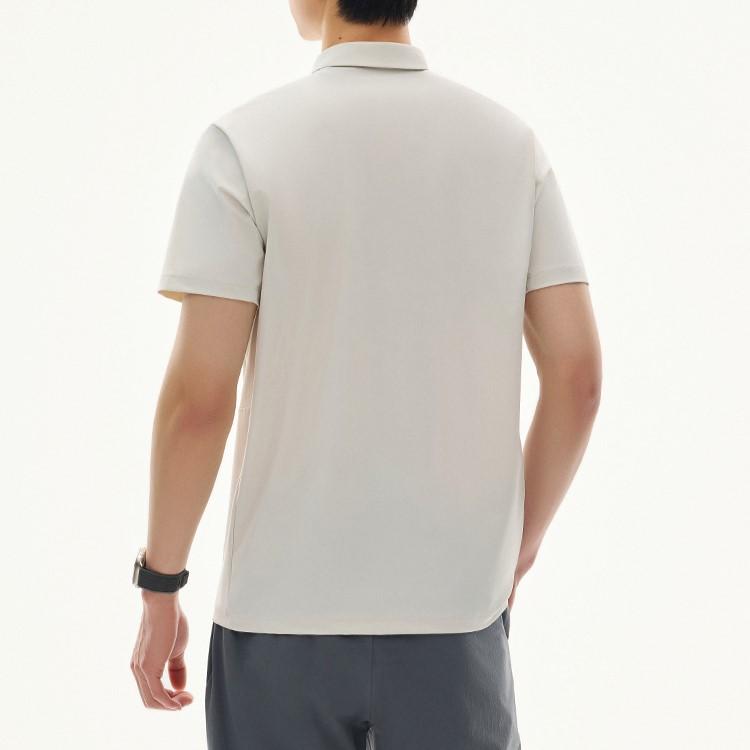 Anta Comfortable Simple Versatile Breathable Fashion Short Sleeve Polo Shirt Men Tops Light-Sand-Gray 152527107-1